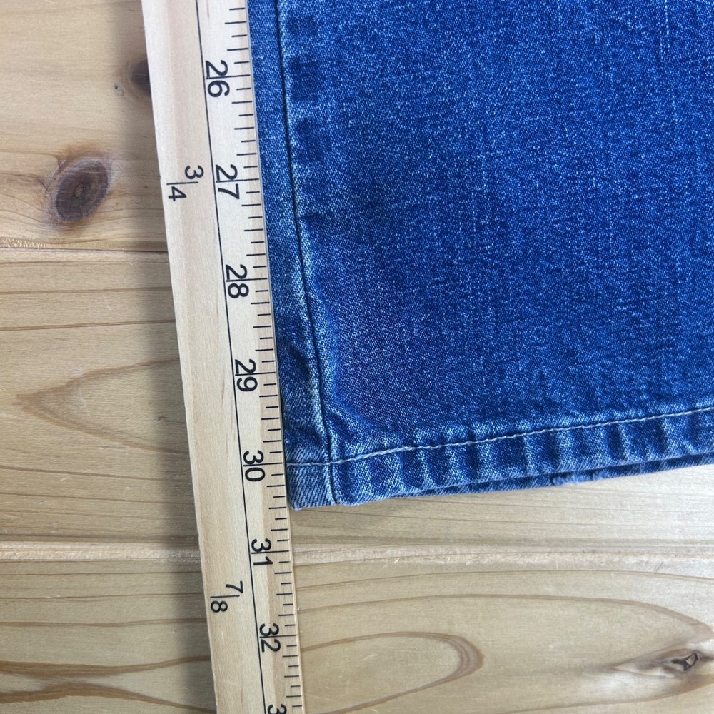 Vintage Anchor Blue Jeans Womens 9 Baggy Wide Leg Rainbow Patch Denim Blue Jeans - Picture 7 of 8